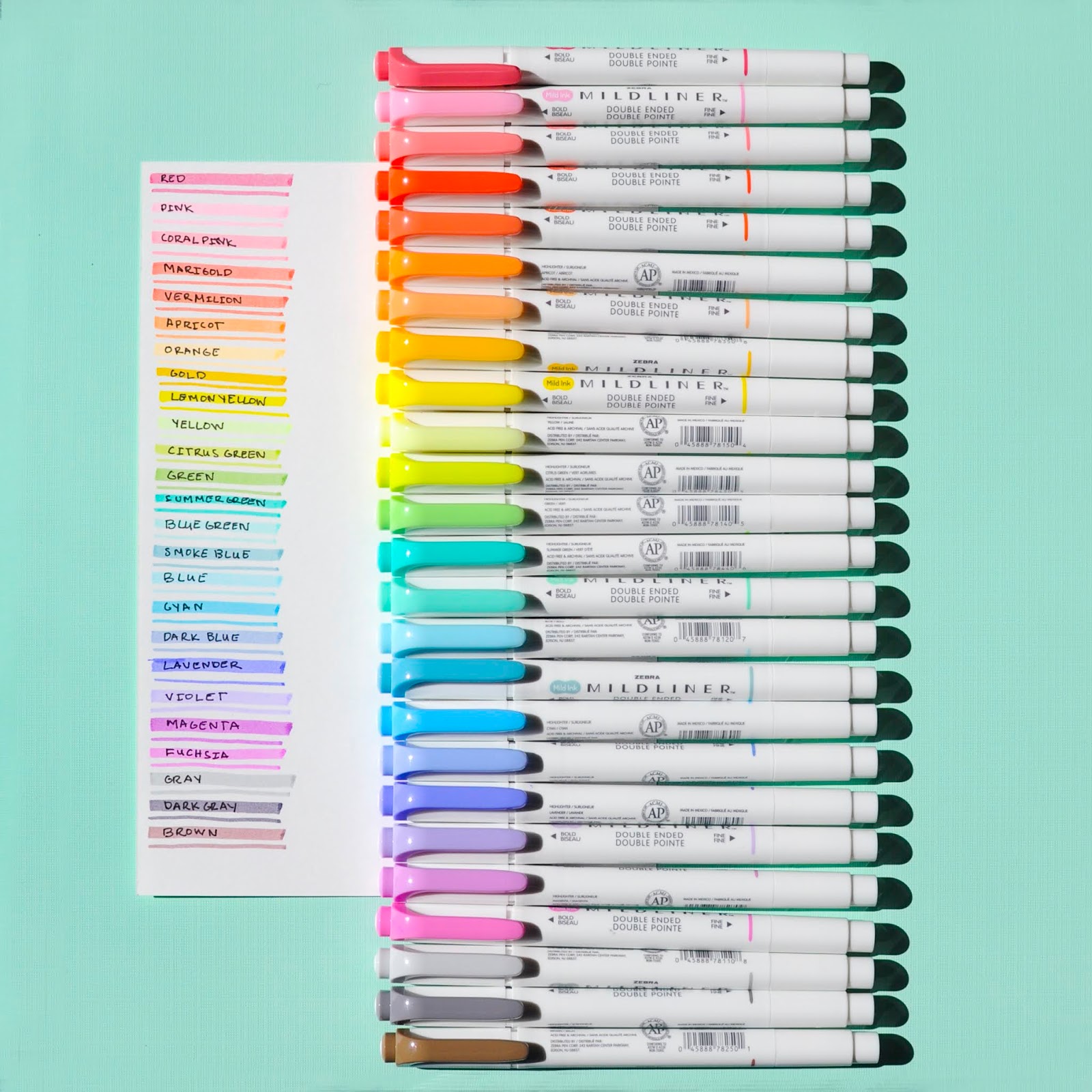 25 Zebra Mildliner Highlighters and Creative Markers